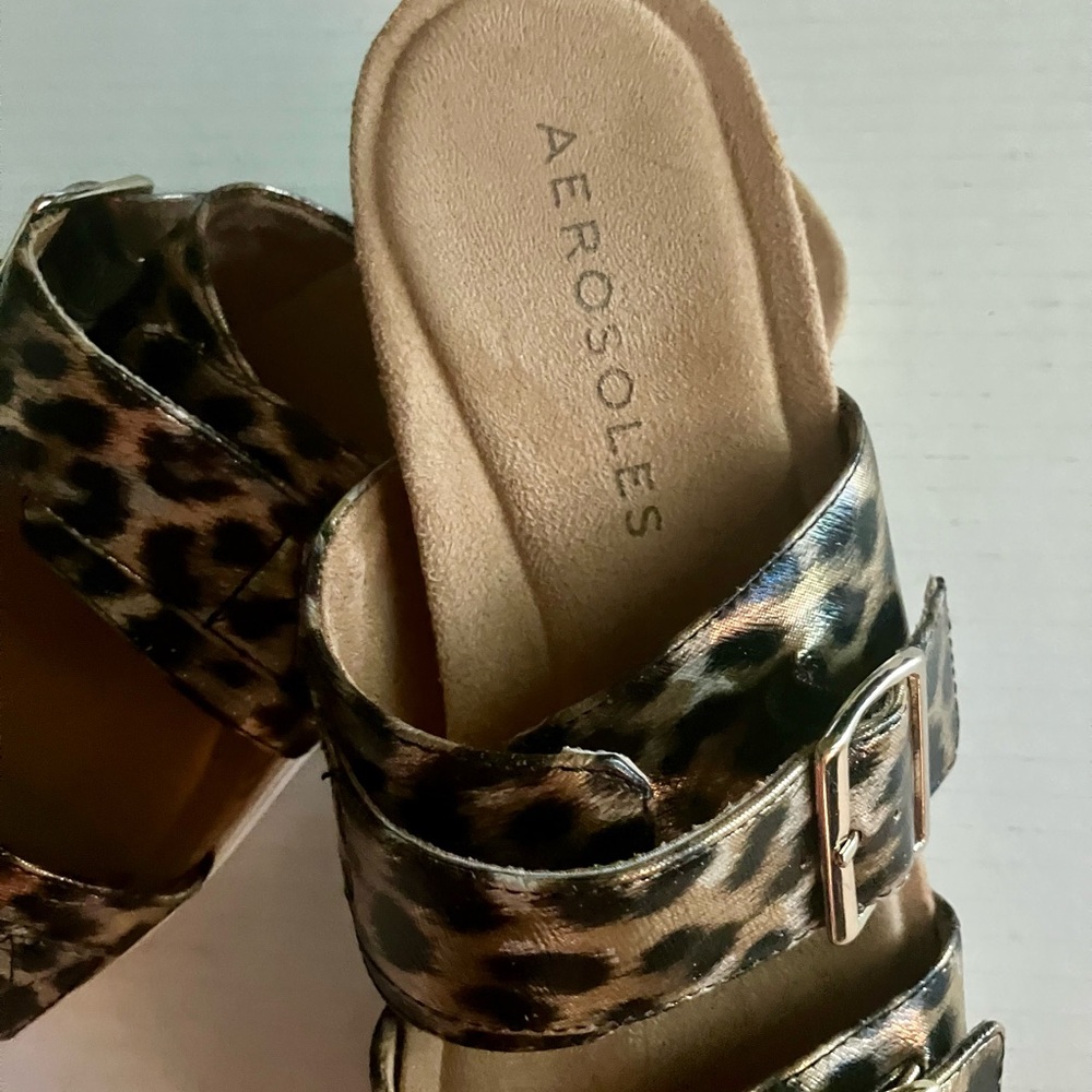 Aerosols Brown Hamden Leopard Cheetah Print Slip In Comfort Sandals 9M - Picture 3 of 4